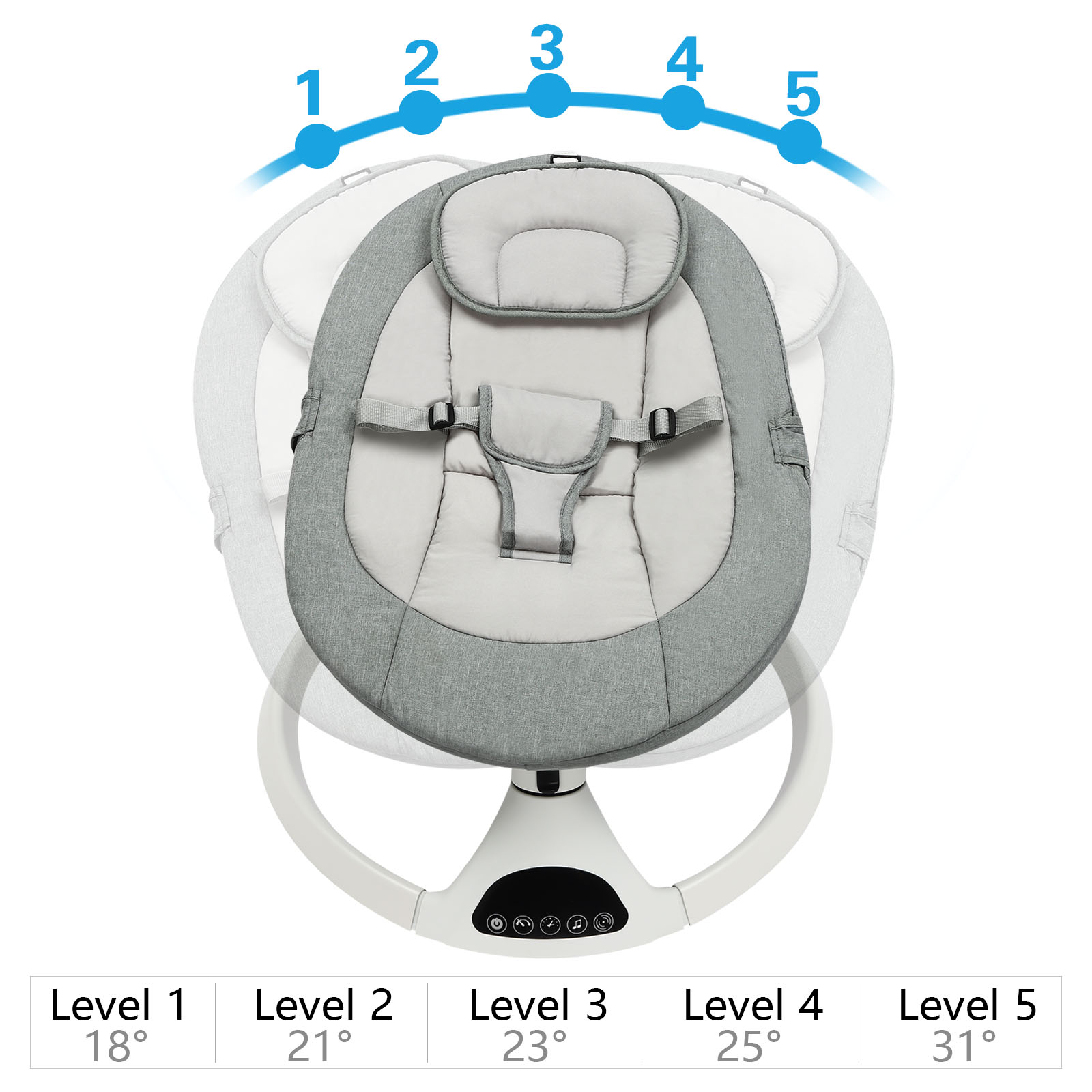 Chaise à bascule électrique Bluetooth écologique pour bébé, Solution de sommeil intelligente avec télécommande et berceuses