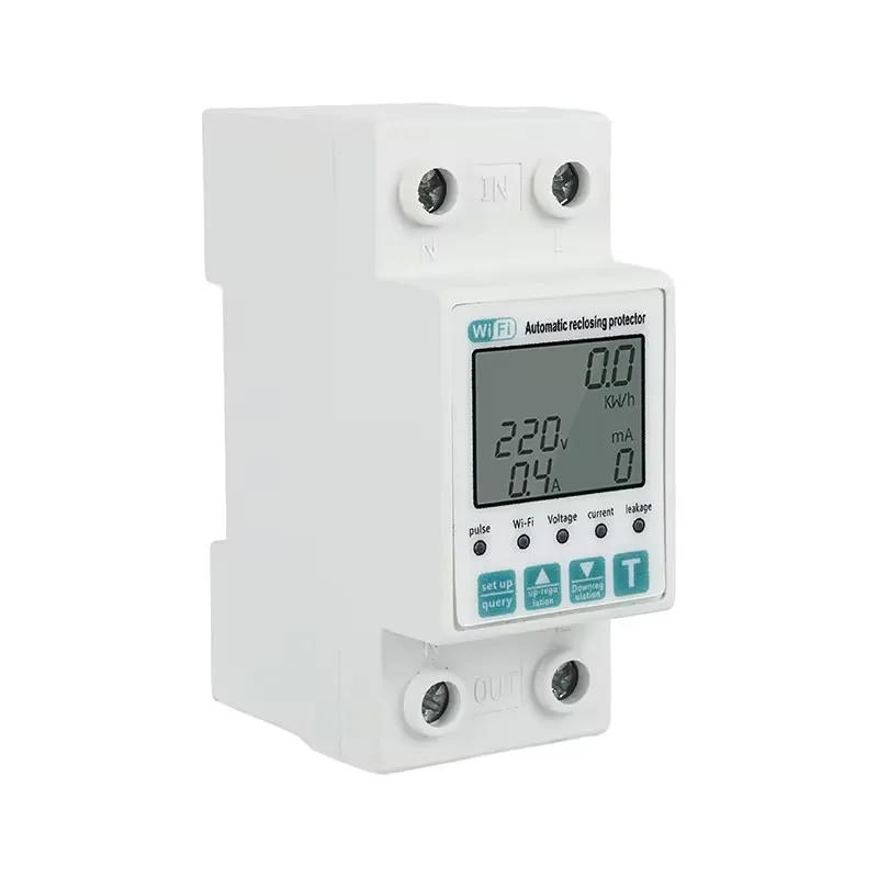 Reclosable smartlife TUYA WIFI Disjuntor 63A 110V 220V Medidor de energia Temporizador de medição com proteção contra vazamento de corrente de tensão
