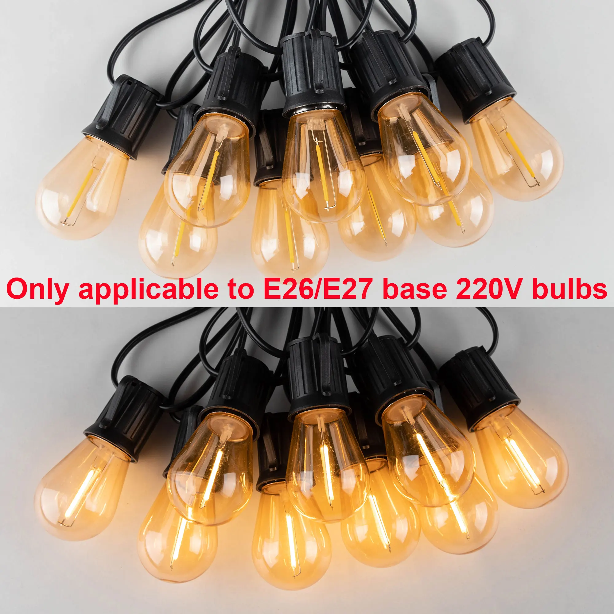 E27 Light Strand E26 Outdoor Light Cable String Light Wire 220V EU PLUG Wedding Stringer Sockets for Patio Decoration Light