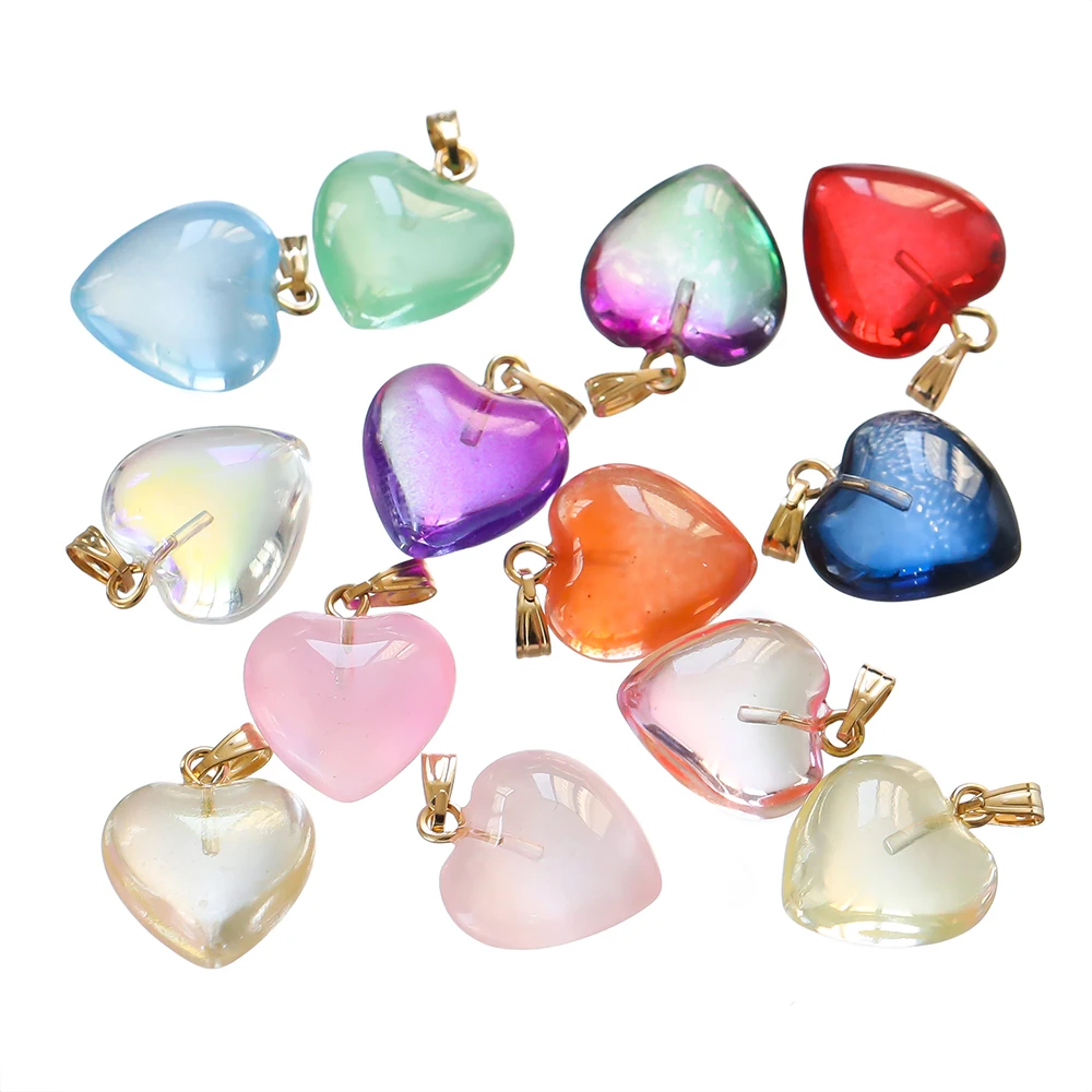 10 Teile/los Lampwork Kristall Glas Liebe Herz Perlen Charms Anhänger DIY Handgemachten Schmuck Machen Halsketten Ohrringe Zubehör