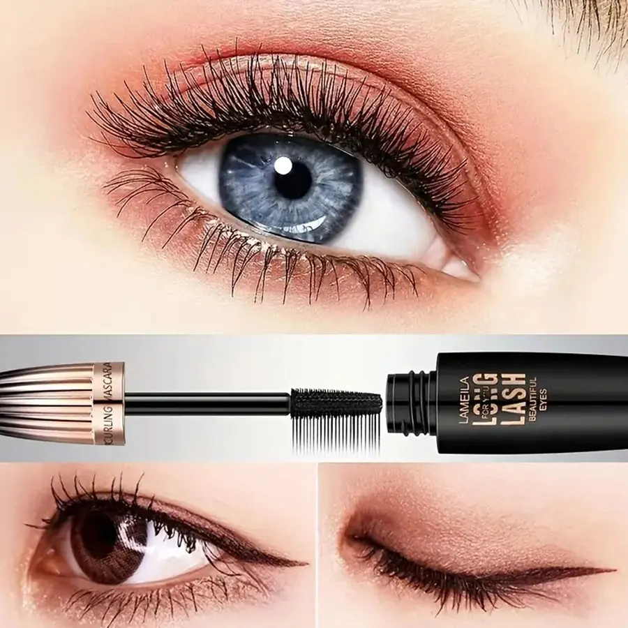 Mascara 4D impermeável para maquiagem de olhos grandes, grossa e longa, à prova de manchas, encriptada, duradoura, ferramentas de curling