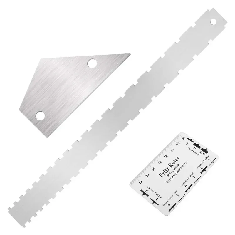 Regla de borde recto con muescas para cuello de guitarra, regla de nivelación de traste de guitarra de acero inoxidable, cuerpo de herramienta Luthier de nivel de guitarra