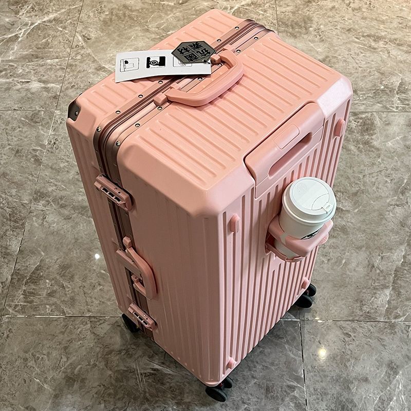 Grande Capacidade Bagagem de Viagem com Moldura De Alumínio, Mala com Suporte De Copo, Pull Rod Caixa Combinada, 24 28 32"