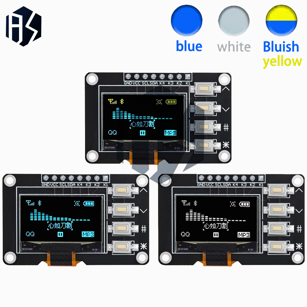 Novo produto 0.96 polegada oled iic branco/amarelo azul/azul 12864 display oled com 4x4 chave i2c ssd1315 placa de tela lcd para arduino