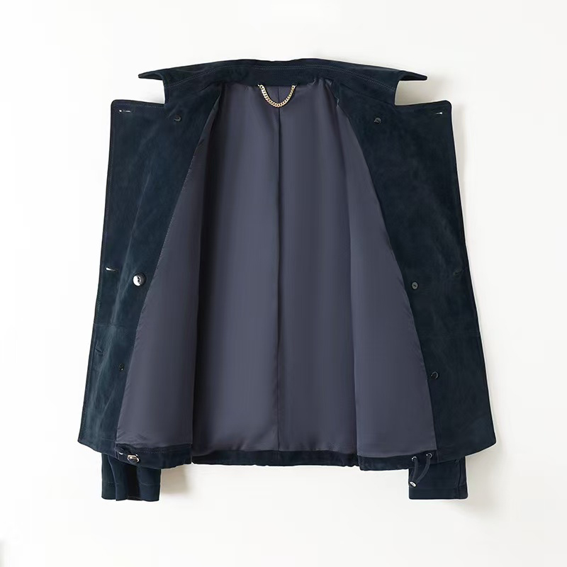 女性用スエードレザージャケット,ダブルブレスト,ラージラペル,トレンチコート,ショート,ブランド,新品,2022