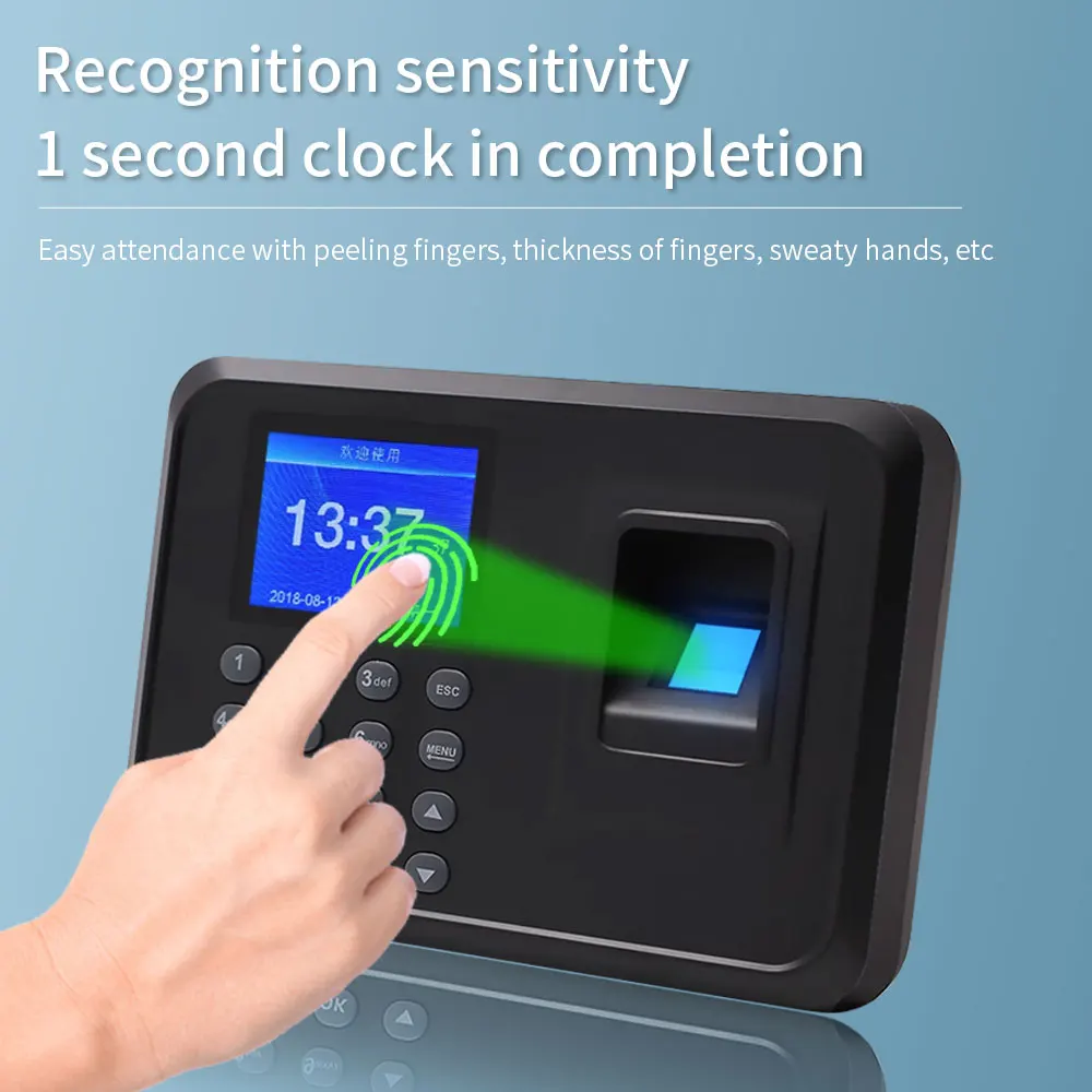 A5 Biometrische vingerafdruk Werknemer Tijdregistratie Slimme prikklok Recorder Apparaat USB-gegevensbeheer