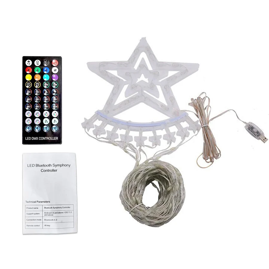 3m 304led Smart App gesteuert Weihnachts baum Wasserfall String Licht mit Star Topper Dream color Wasserfall Fee Licht Girlande