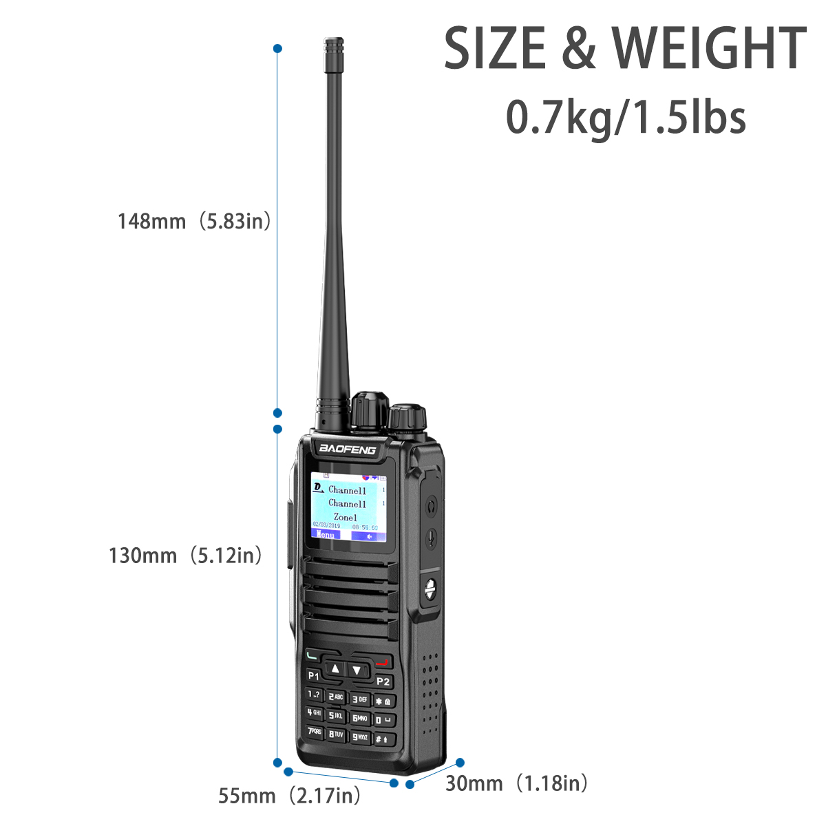 DM-1701 Dualband Dual Time Slot dmr/analoges Funkgerät, 3.000 Kanäle Amateurfunk/freies Programmier kabel, Ladegerät und ptt