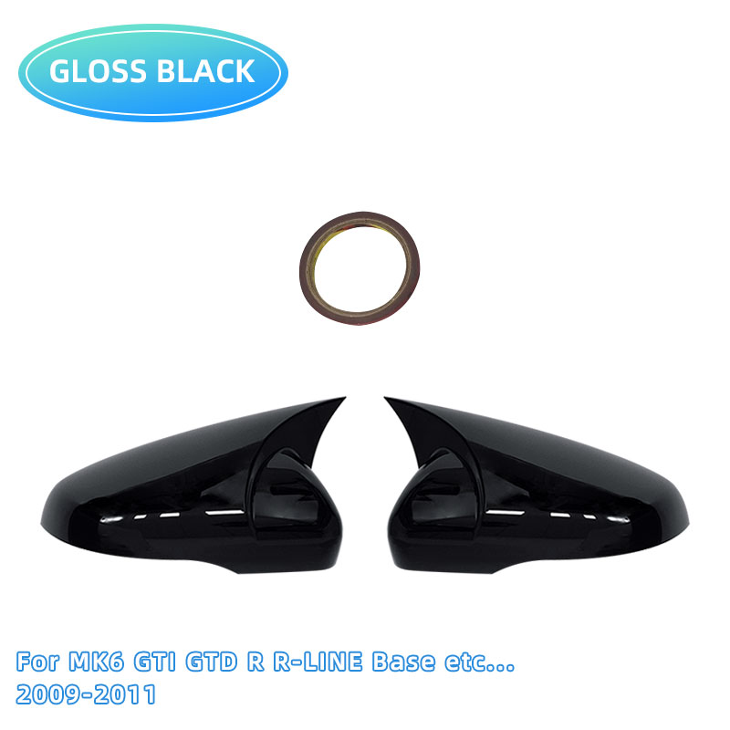 Capa de Espelho Retrovisor Lateral, Capa de Ferramentas para Espelho, Gloss Black, Tuning, Novo, VW Golf MK6, MK7, 7.5, GTI, R, GTD Base, 2009-2020, 2pcs