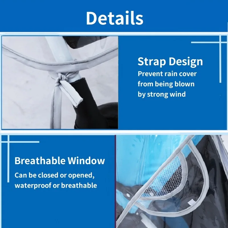 Capa de chuva universal para carrinho de bebê, proteção contra poeira e vento, transparente, à prova d'água, respirável, guarda-chuva, acessórios de capa de chuva