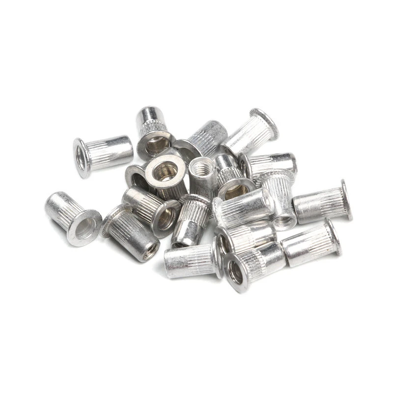 100Pcs Aluminum Flat Head Rivet Nuts Set Insert Nutsert Cap Rivet Nuts Insert Rivets Set Assortment Rivet Tool Kit M3/4/5/6/8