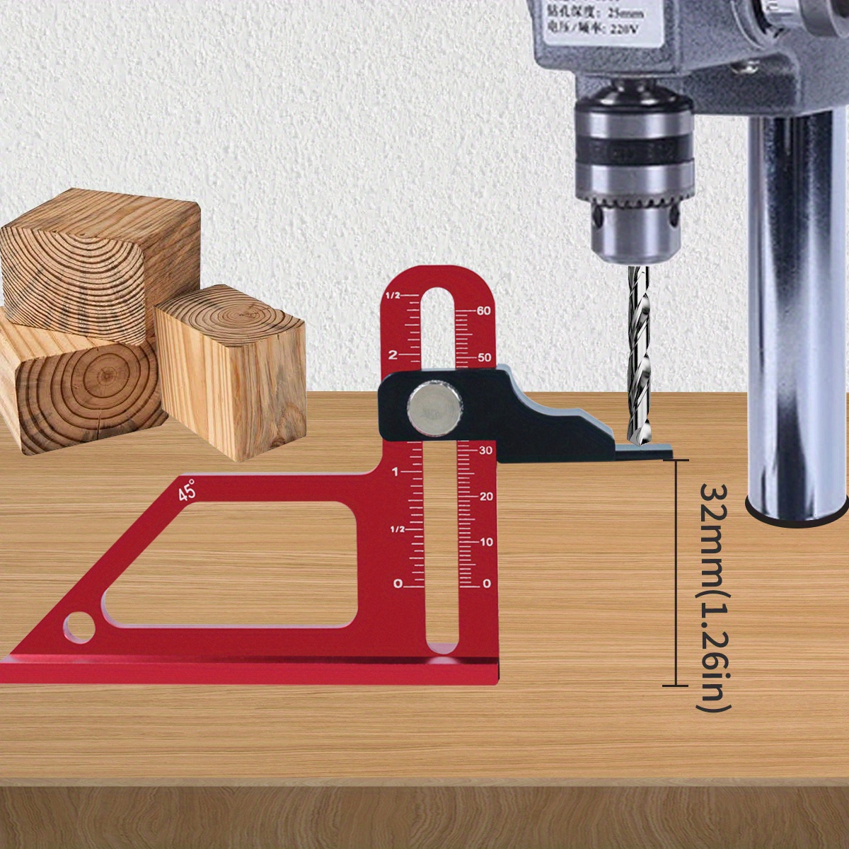 0-60mm Adjustable Table Saw Depth Gauge,Aluminum Alloy Measuring Gauge For Setting Up Blade Router Bits Height Woodworking Tools