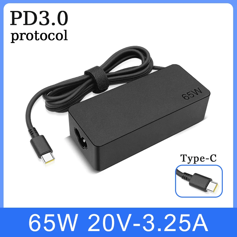 65 Вт, 20 В, 3,25 А, USB C, адаптер для зарядного устройства для ноутбука Lenovo ThinkPad Hp Chromebook Yoga Dell ASUS Type C, быстрый источник питания