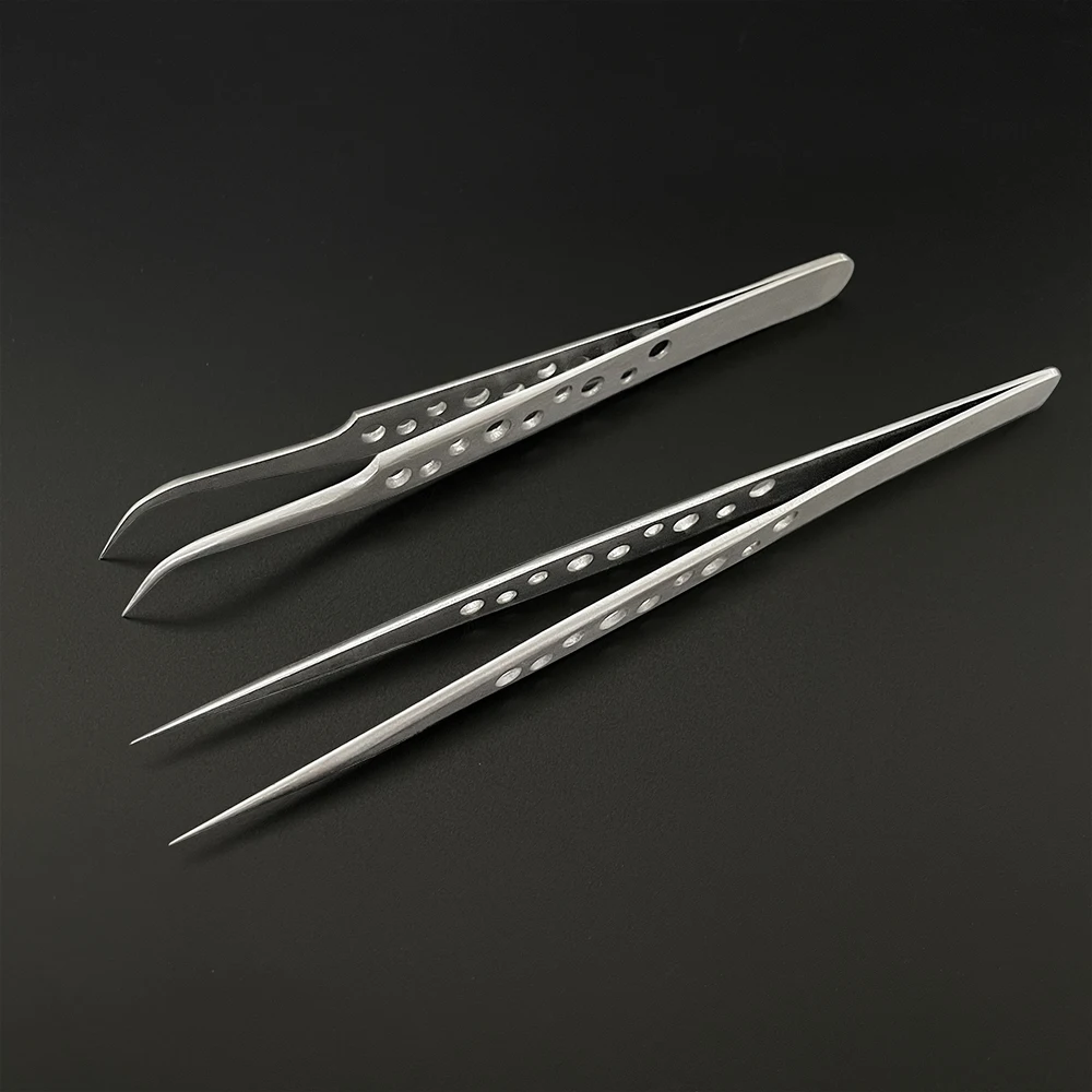 แหนบอุตสาหกรรม Electronics Anti-static Curved Straight Tip Precision สแตนเลส DIY เครื่องมือชุดคีมซ่อมโทรศัพท์