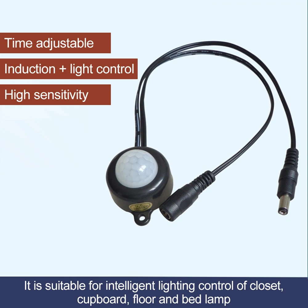 Sensor de movimiento infrarrojo PIR, Detector de cuerpo humano, interfaz USB 5,5, enchufe CC, Mini pasillo, armario, debajo de la cama, interruptor de luz LED, 5-24V de CC
