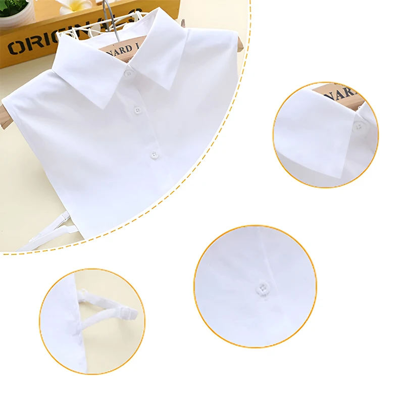 Mujer primavera otoño Color sólido negro blanco Vertical pequeño cuello abatible camisa versátil jersey moda cuello falso