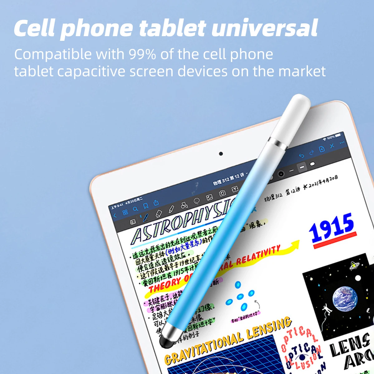 Lápiz óptico 2 en 1 para teléfono móvil, tableta, lápiz táctil capacitivo para iPhone, Samsung, Android, lápiz para pantalla de dibujo