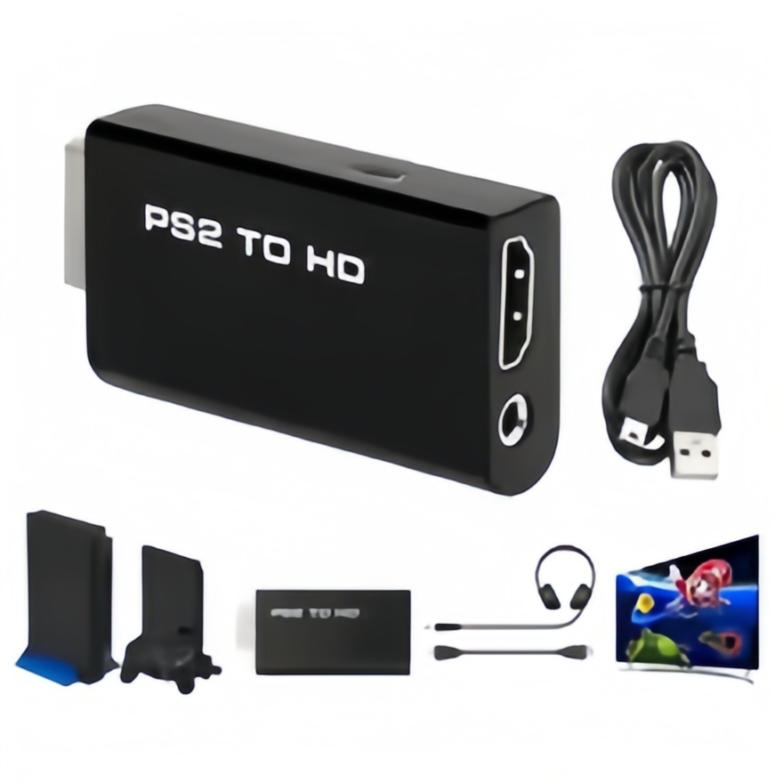 PS2 to HDMI Converter - 1080P Full HD Adapter with 3.5mm Audio Output, Supports 480i/480p/576i & All PS2 Display Modes
