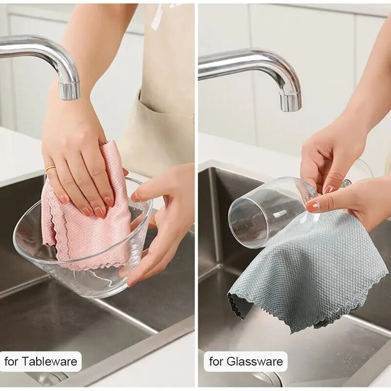Reutilizável Fish Scale Cleaning Cloth, No Trace Rag, Lint-Free Microfiber Glass Rag, Windows Car Kitchen Mirror, Polimento, 5 Pcs, 10Pcs