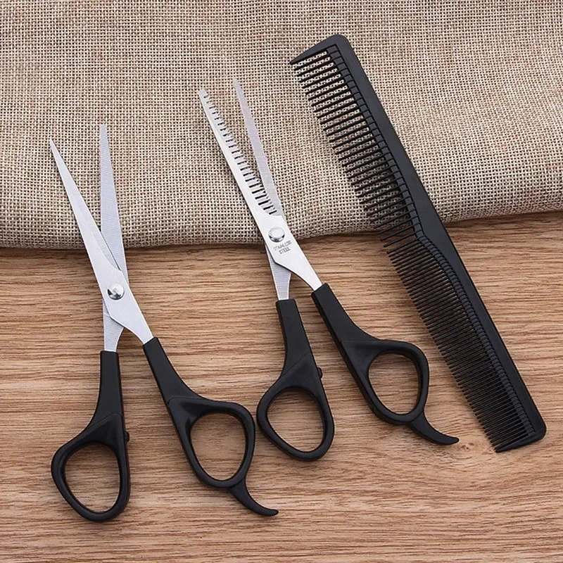 3 unids/set tijeras para el cabello tijeras de corte salón profesional barbero adelgazamiento del cabello juego de peluquería especial para pelucas de cabello real