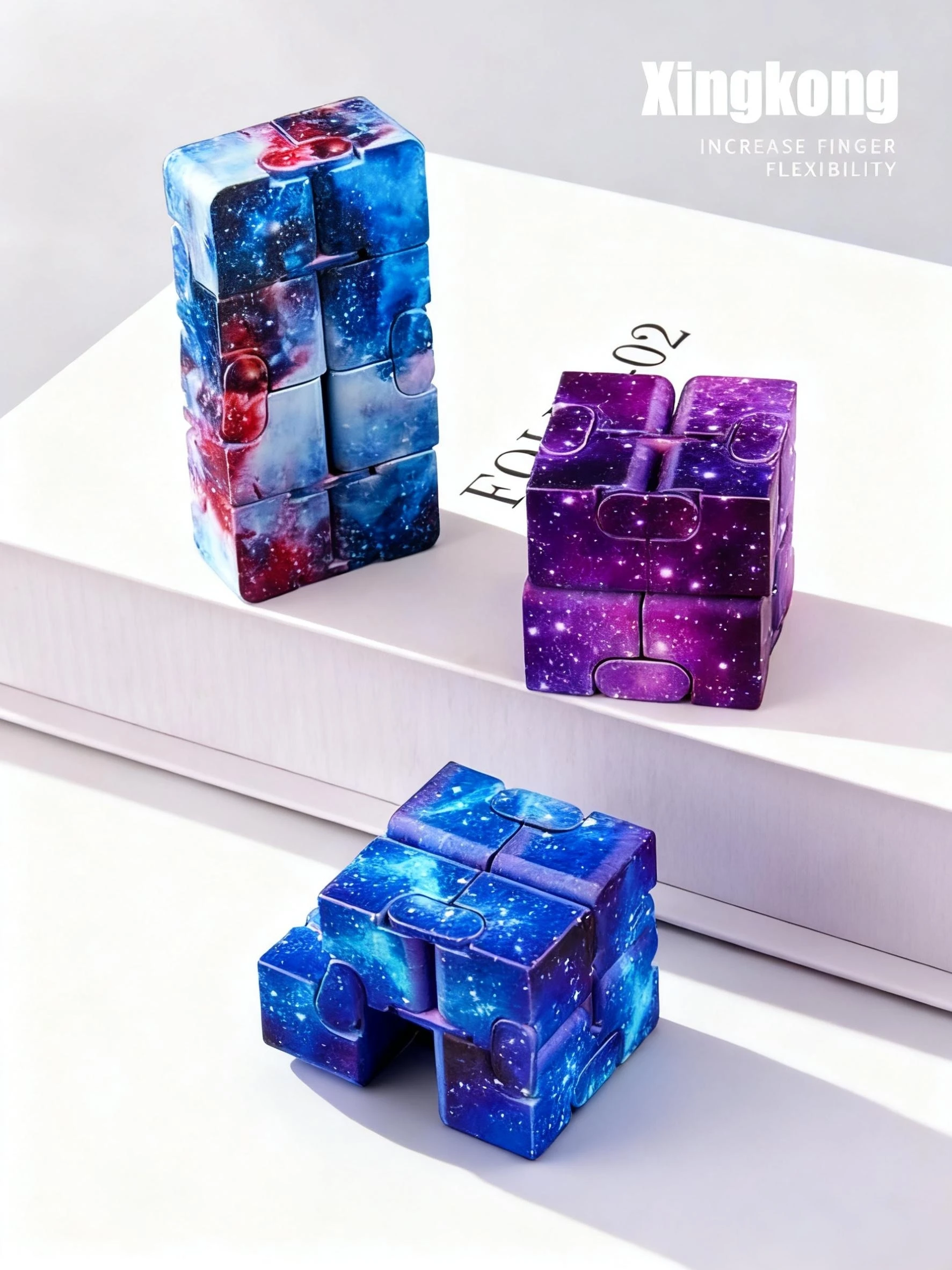Cube Fidget de noël polyvalent et infini coloré, Cube de ciel étoilé coloré et ensemble de jouets à poignée Fidget