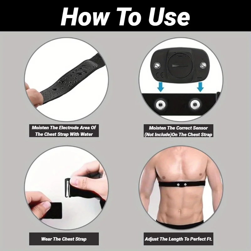 Cinghia di ricambio per cardiofrequenzimetro compatibile con Polar Coospo Wahoo Tick Garmin Magene Fascia per sensore Cintura elastica per il petto