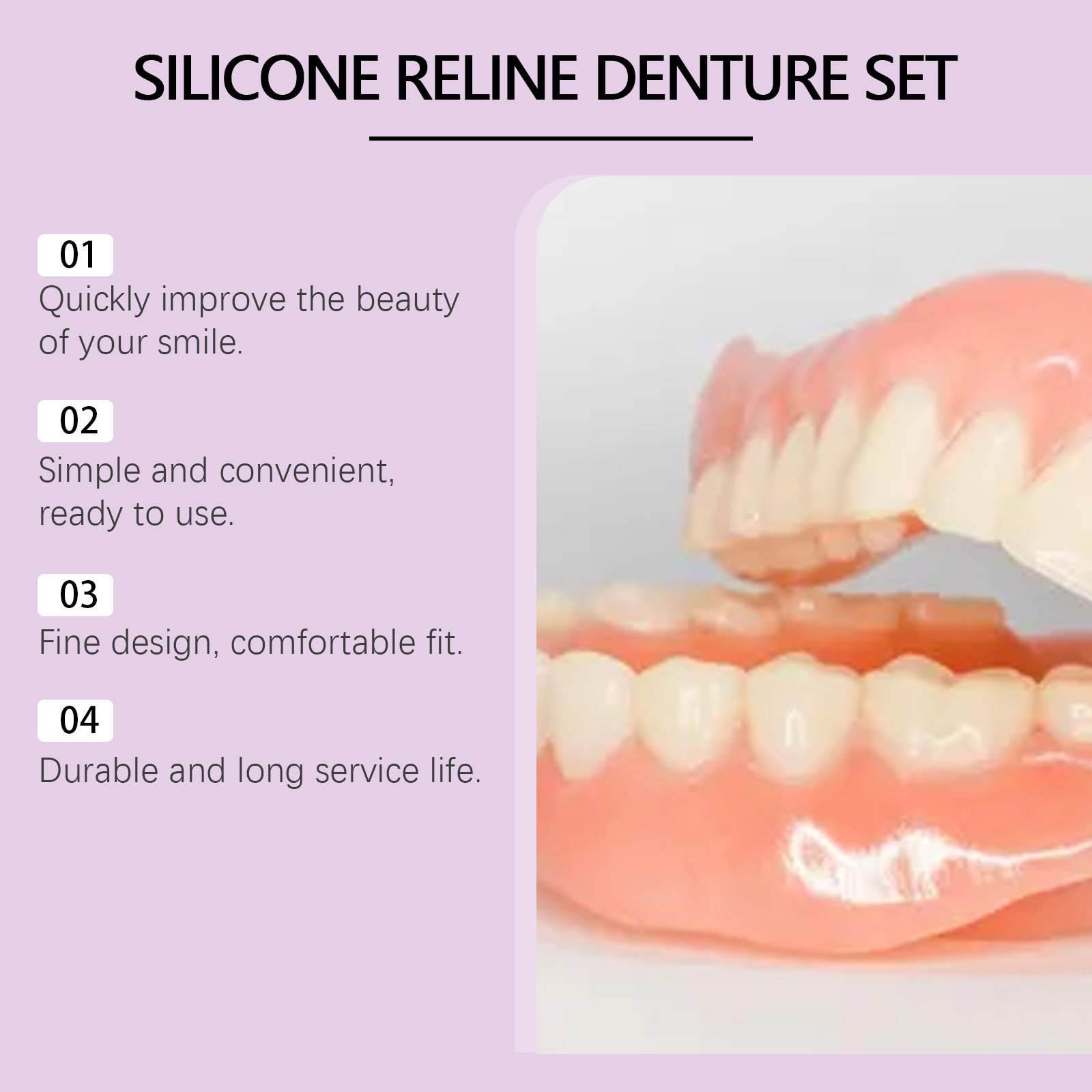 Denture Silicone Kit Silicone Liners Soft Kit Soft Denture Kit Teeth Upper And Lower Set Easy Use Nature Cosmetic Dentures