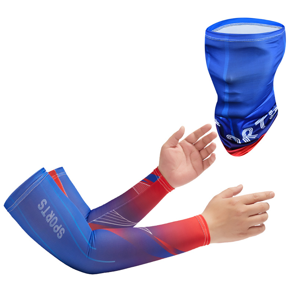 2 stuks zomerset ijszijde fietsarmmouwen ademende bandana-maskercombinatie pak elastische koude UV-bescherming tegen de zon