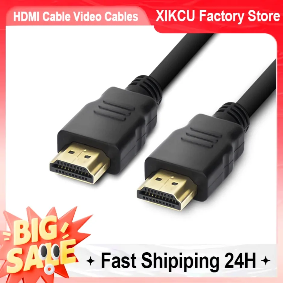 XIKCU-Cable Compatible con HDMI, Cables de vídeo chapados en oro 1,4 4K 1080P, Cable 3D para conmutador divisor HDTV, Cable HDMI a HDMI