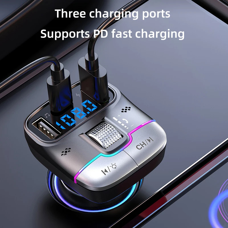 FM-передатчик Xiaomi Bluetooth 5,4, автомобильный AUX-радио модулятор громкой связи, MP3-плеер с адаптером быстрой зарядки, автоаксессуары