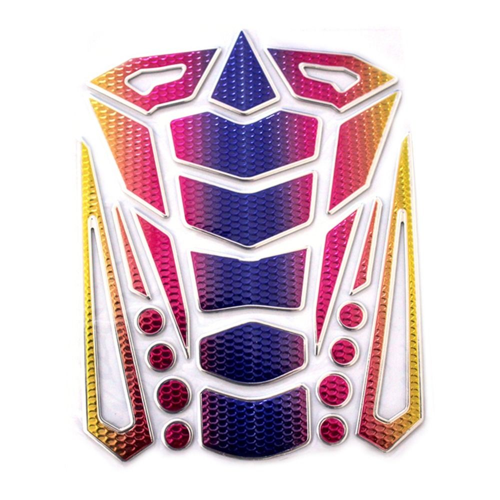 1Pc Motorcycle Fuel Tank Stickers 3D Fish Bone Decals Coloful Edge Scratch-proof Car Decoration Modification Accessories
