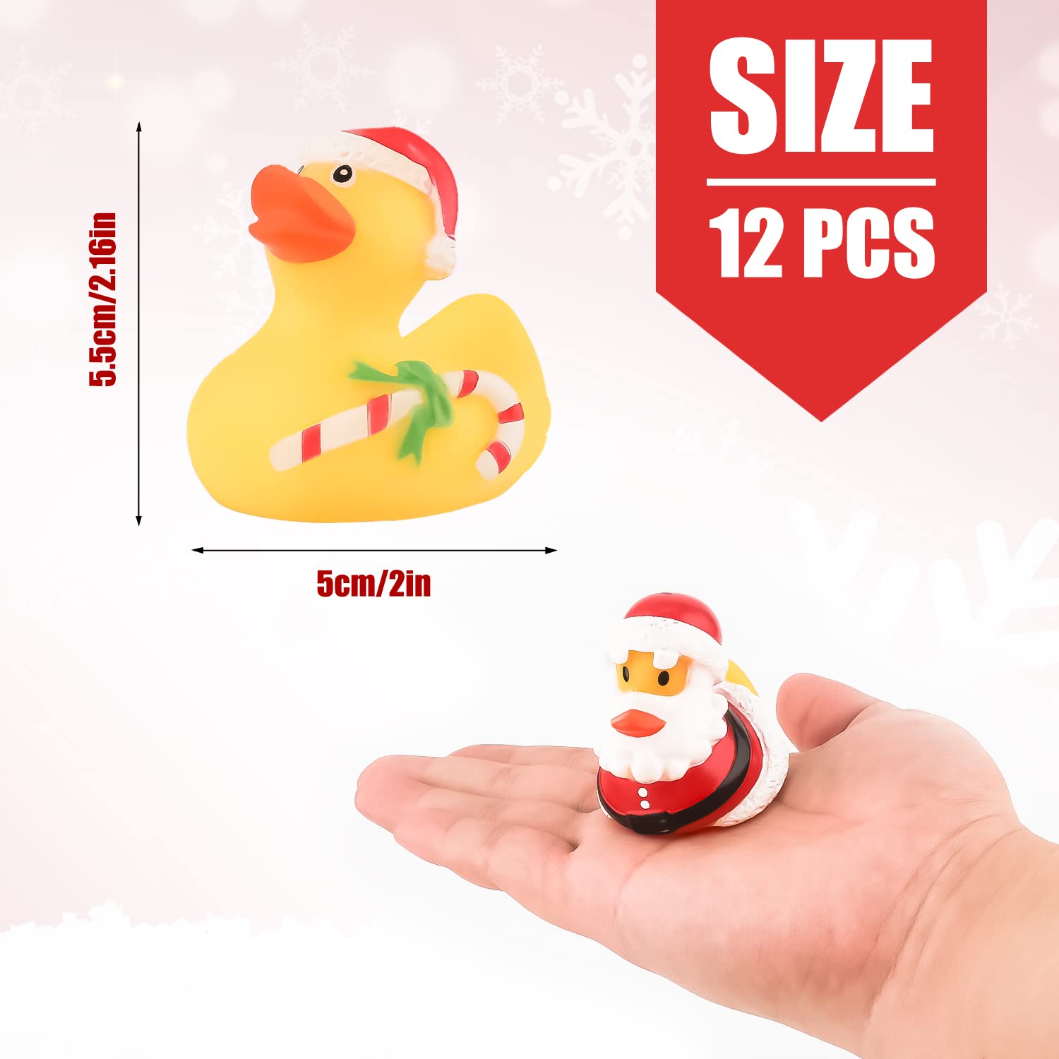 Jijie-クリスマスのゴム製アヒル、バスのゴム、アヒルのおもちゃ、かわいいホリデーギフト、パーティー用品