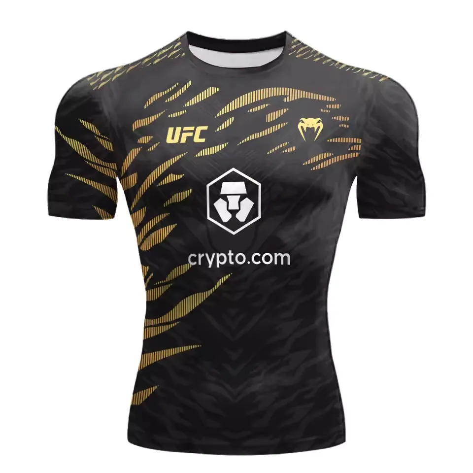 2025 新しいホット販売 UFC ボクシング試合追求者 Tシャツ男性と女性のための夏カジュアル通気性特大速乾性トップ