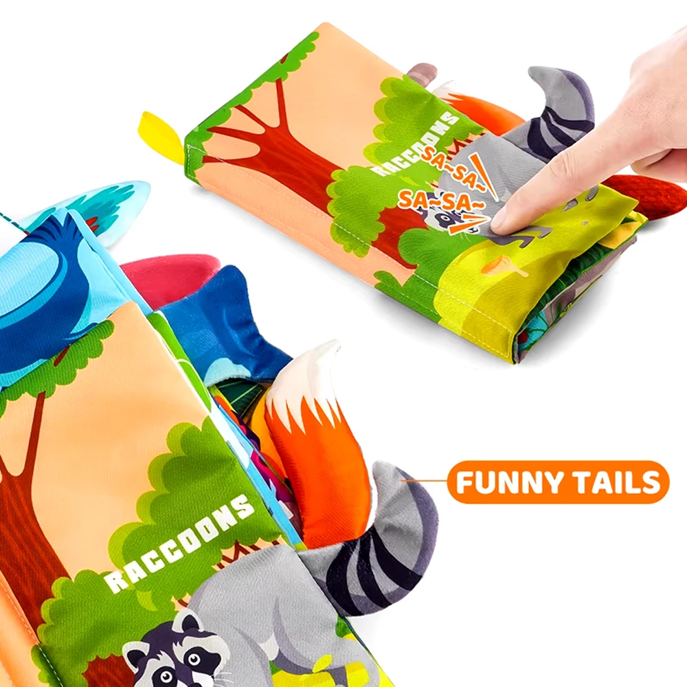3-in-1 Crinkle Sound 감각 천 책 세트 - 0-12M 아기를 위한 BPA 프리 동물/해양/새 대화형 장난감 |   세탁 가능한 몬테서