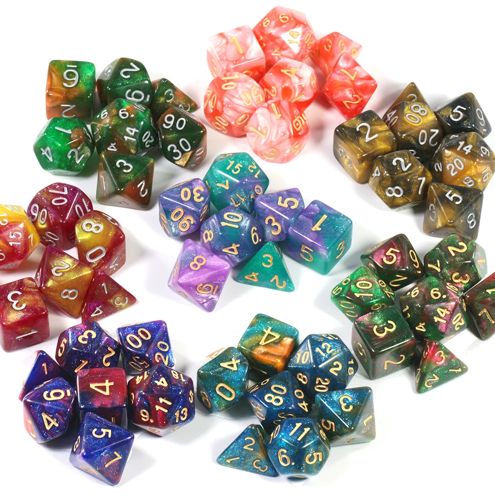 New Dual Color Multi Faced Dragon And Dungeon Game Dice Board Game Color (7 Pieces Per Set)