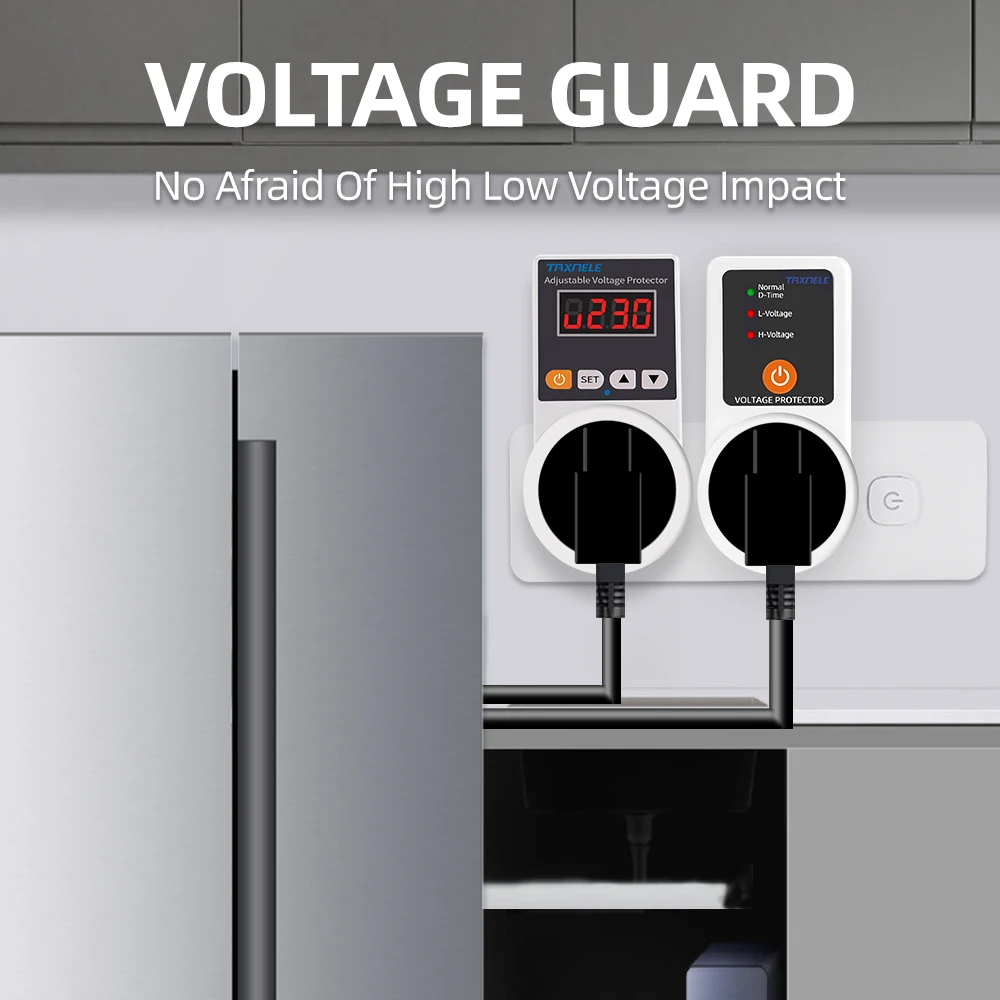 Enchufe Protector de voltaje CA 220V ajustable y fijo 16A enchufe Protector de voltaje refrigerador de seguridad de voltaje