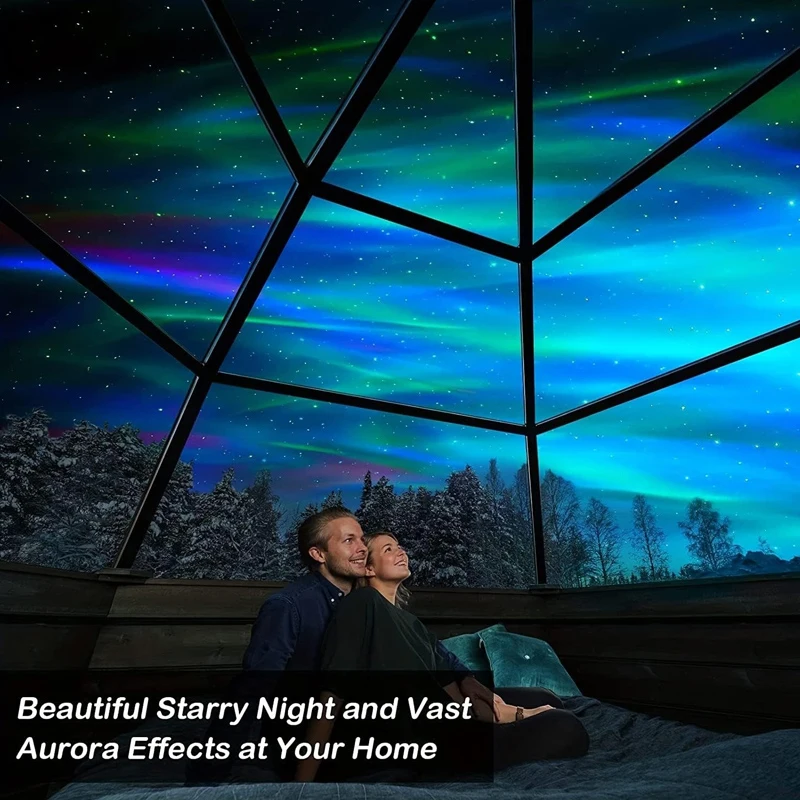 USB-Sternprojektor Aurora Galaxy Nachtlicht 5 V 360 ° Rotierende Ozeanwellen-Nordlicht mit Fernbedienung für Schlafzimmer, Party, KTV
