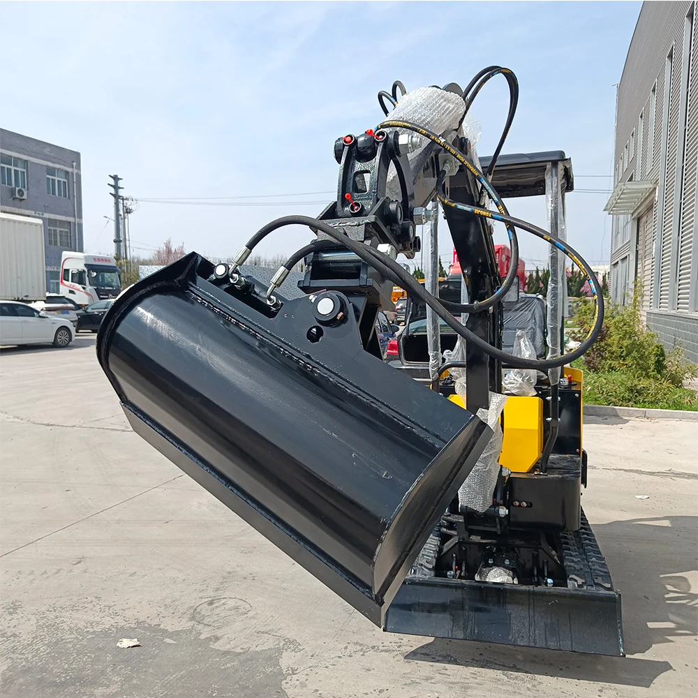 Accesorio de cucharón inclinable de 600 mm para miniexcavadora de 1 tonelada con dos líneas de combustible y dos pines