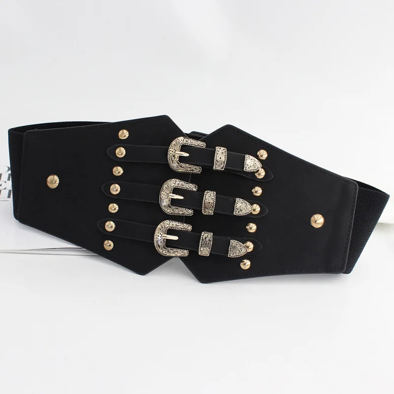 แฟชั่นผู้หญิงหรูหรารัดตัว Cummerbund Elastic เอวเครื่องแต่งกายเข็มขัดกางเกงยีนส์เสื้อเสื้อผ้าเครื่องแต่งกาย Cummerbunds