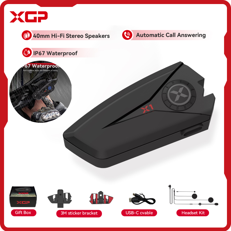 XGP X1 Мотоциклетный шлем Bluetooth-гарнитура с голосовым управлением Функция автоматического ответа вызова Портативные аксессуары для мотоциклов