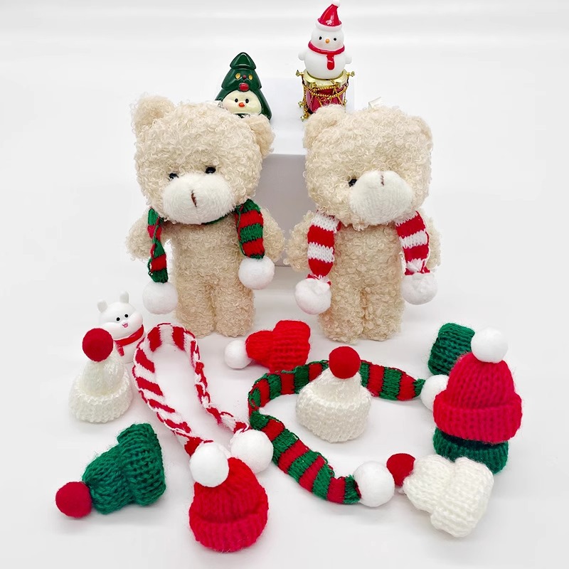 Novas decorações de natal figura papai noel chapéu decoração malha mini cachecol chapéu de dedo chapéu de vinho