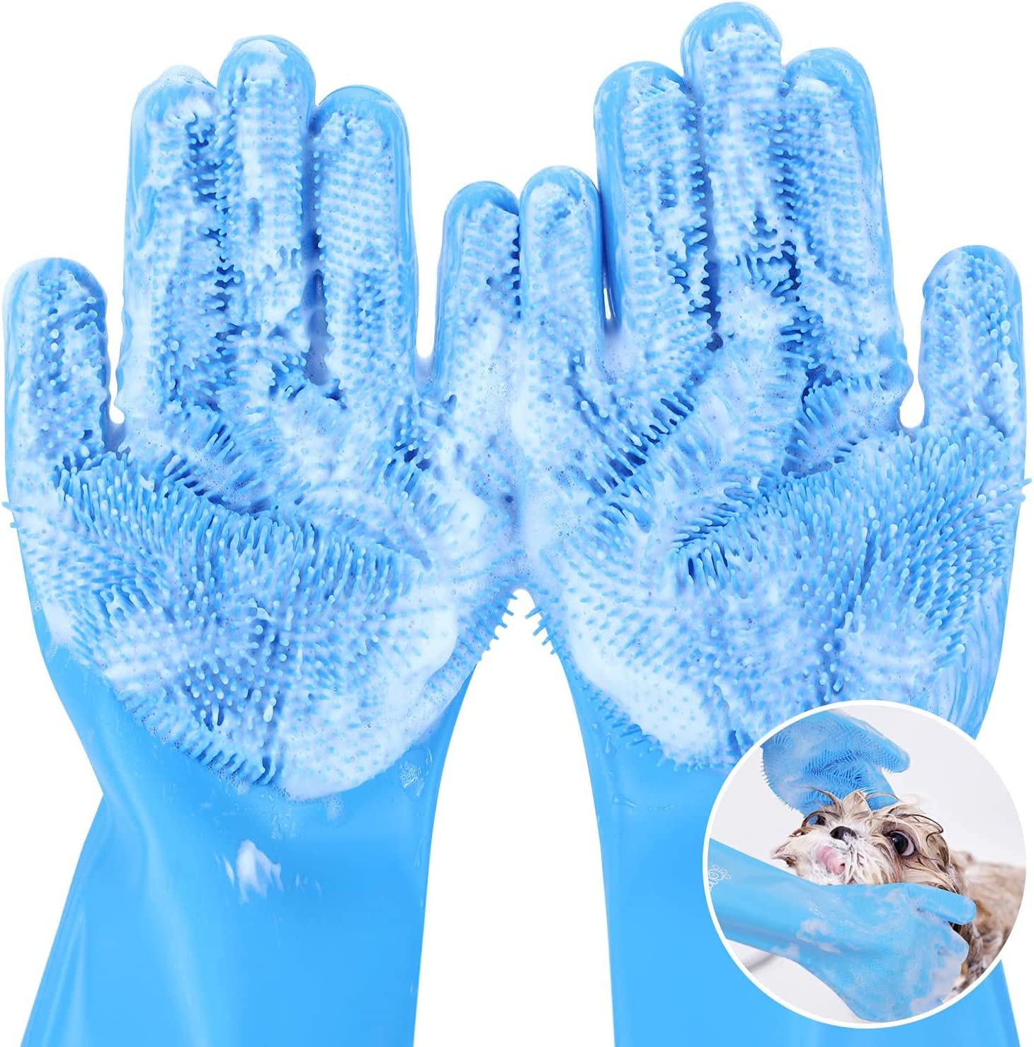 Dierenverzorging Badhandschoenen Hond Kat Baden Shampoo Scrubber Magic Masseren Reinigingsreiniger Spons Siliconen Ontharingshandschoen