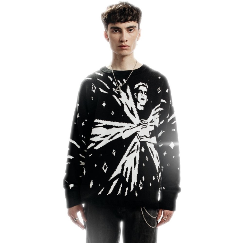 Suéter de punto Quasar abstracto de Hip Hop para hombre y mujer, Tops holgados de moda Harajuku, ropa de calle informal, jersey Y2K, ropa Vintage de los años 90