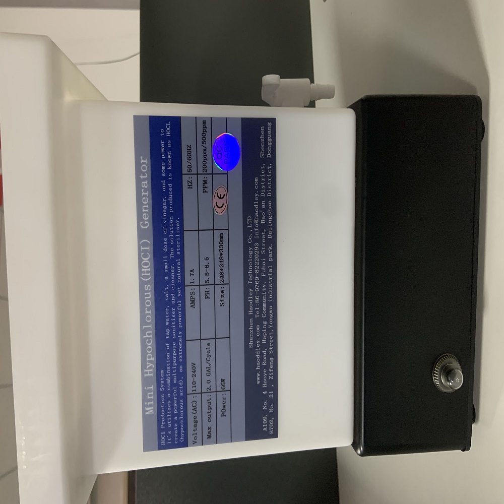 Mini Hypochloorzuur Generator Apparatuur pH 5.5-6.5 200ppm/500PPM/1000PPM HOCL