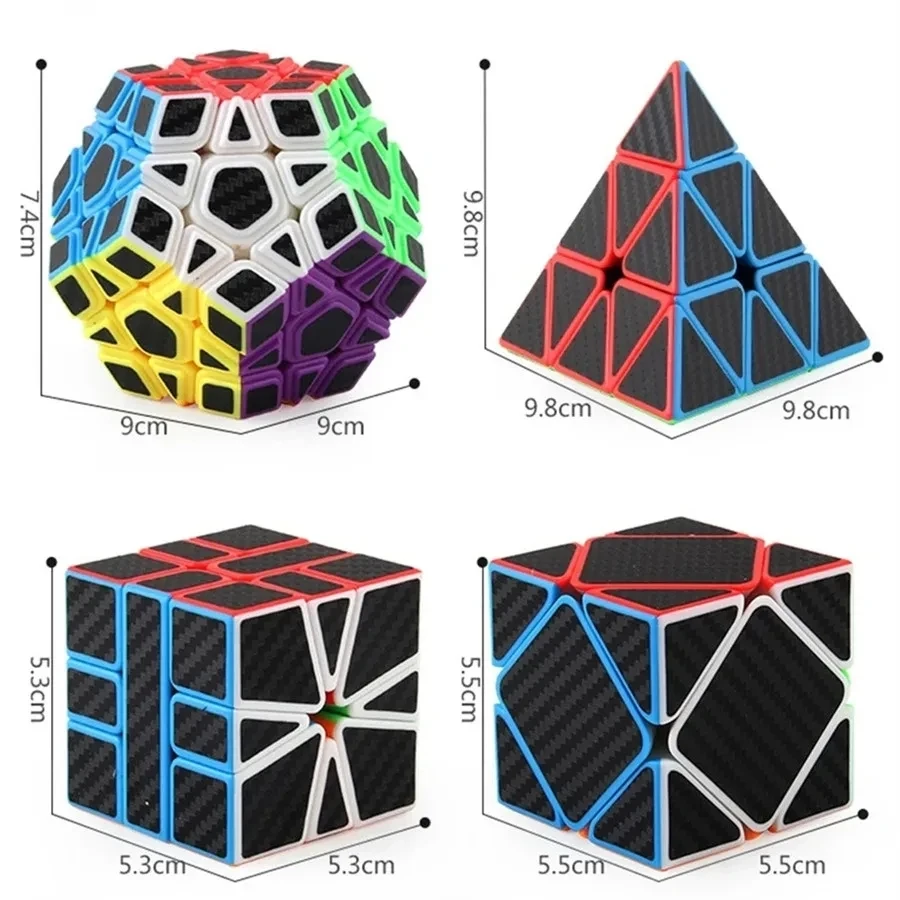 Meilong Koolstofvezel Kubus 2x2x2 3x3x3 4x4x4 Piramide Skew SQ1 Megaminx Puzzel Voor Beginners en Professionals
