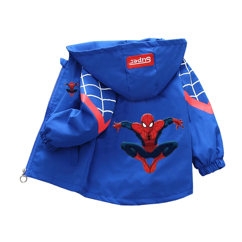 スパイダーマンフード付きジャケットガールズボーイズ 2024 春秋スポーツコート 1-10 歳の子供の漫画の上着子供カジュアル服