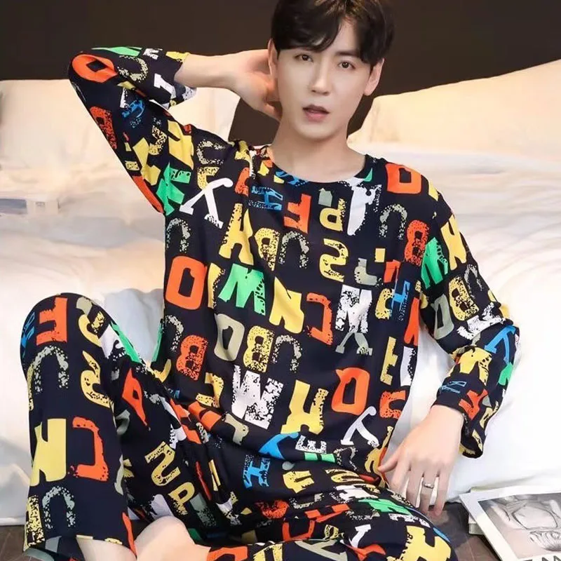 Neue männer Frühling Und Herbst Gestreiften Freizeit Pyjamas Sets Jungen Lange Ärmeln Hause Tragen Teenager Außerhalb Der Hause Tragen anzug