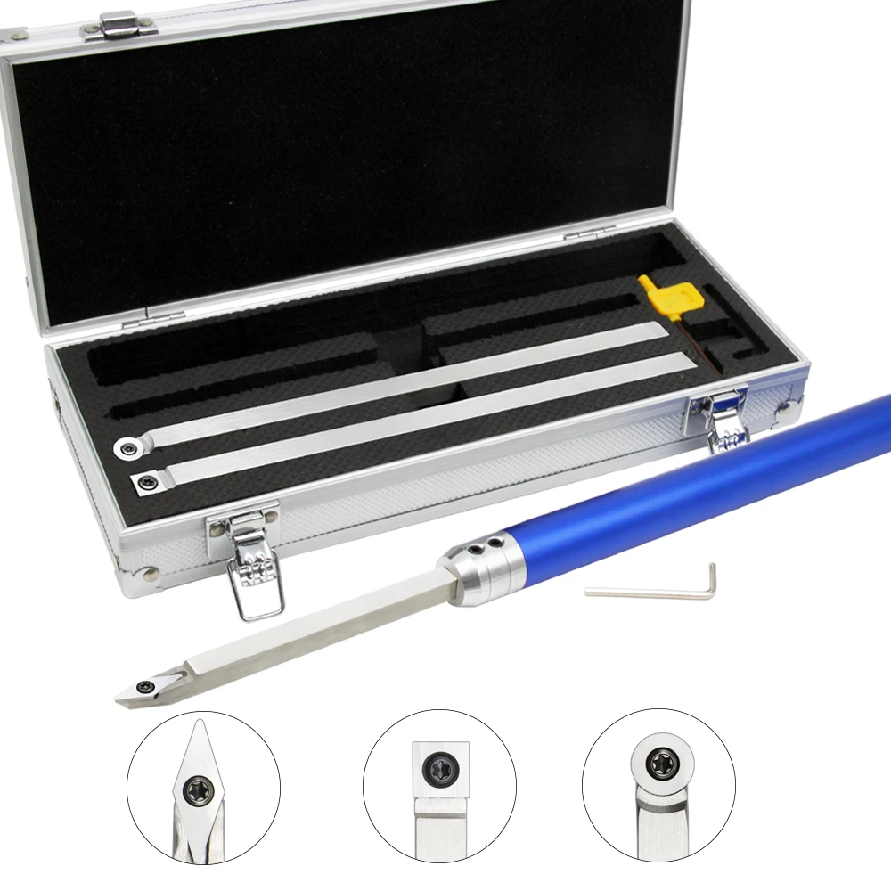 4 Trong 1 Carbide Gỗ Biến Bộ Dụng Cụ Cho Tiện Woodturning Dụng Cụ Với Nhôm Tay Cầm Bằng Thép Không Gỉ Thanh Trong hộp Bảo Quản