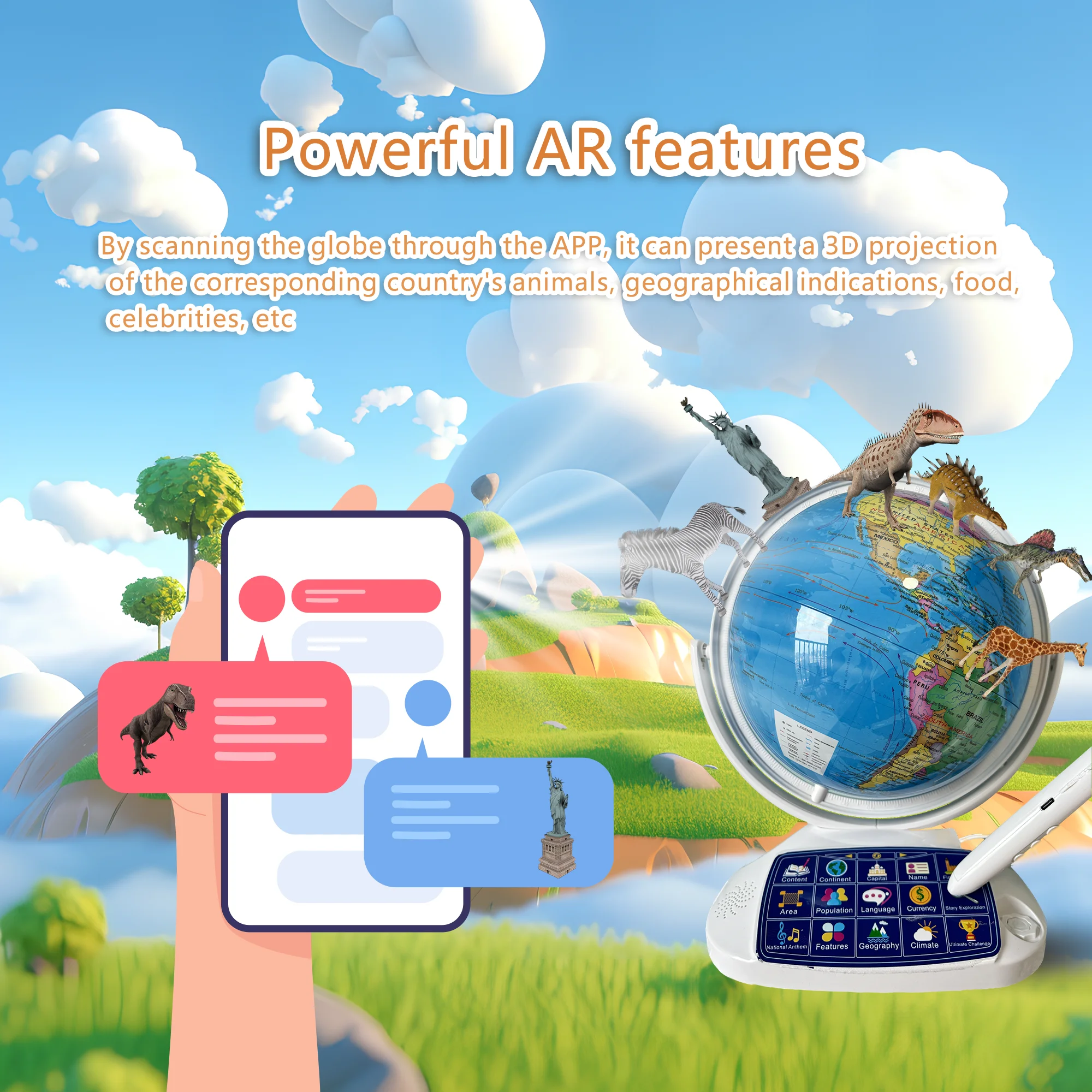 AR Globe Kid Education Click Talking Interactive Globe Early Learn Geography Constellation Light Decoration Geographic Knowledge