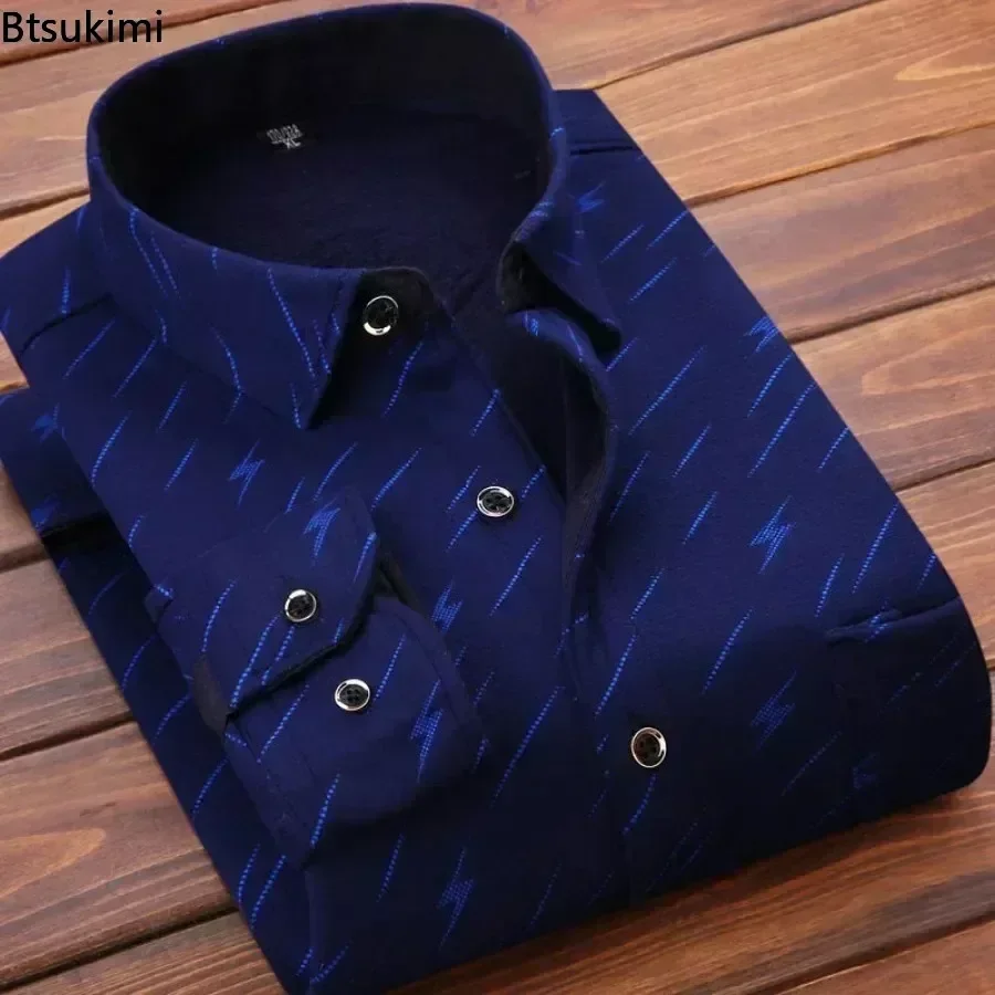 2025 Camisa a cuadros informal de manga larga para otoño e invierno para hombre, camisa gruesa y cálida informal de alta calidad, camisa cálida suave de talla grande, Tops 4XL